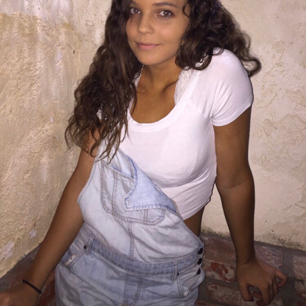 light-denim ripped overalls